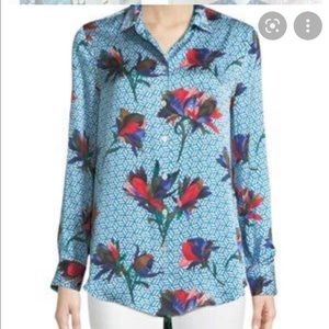Equipment silk button down floral top / S